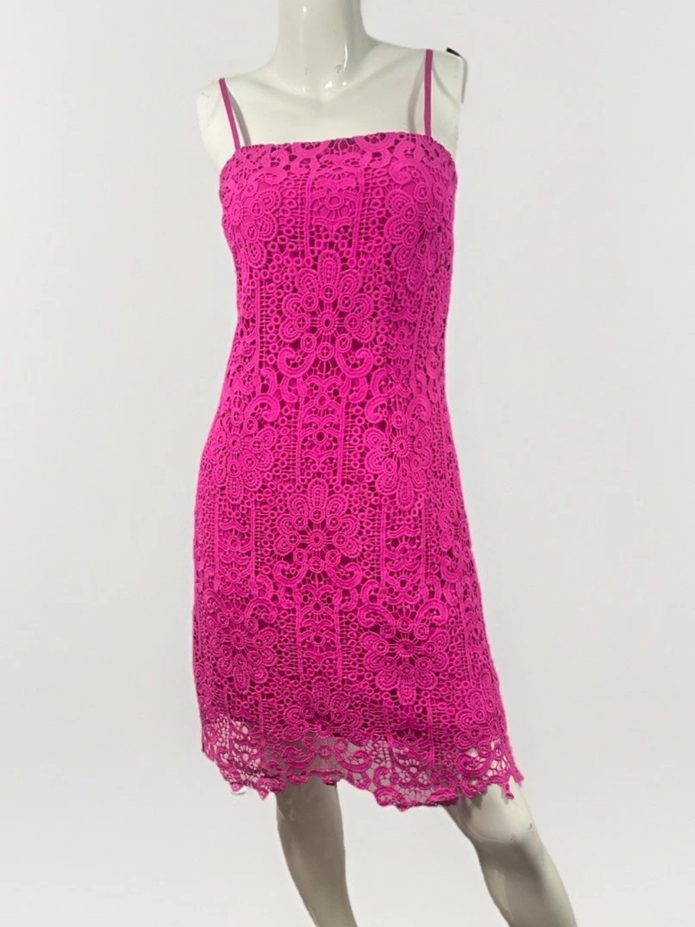 NWT Jade by Melody Sz XS Pink Fuchsia Lace Mini Sheath Dress Spaghetti Straps